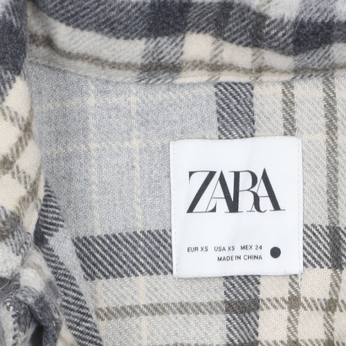 ZARA Women’s Grey Checked Flannel Shacket Jacket XS