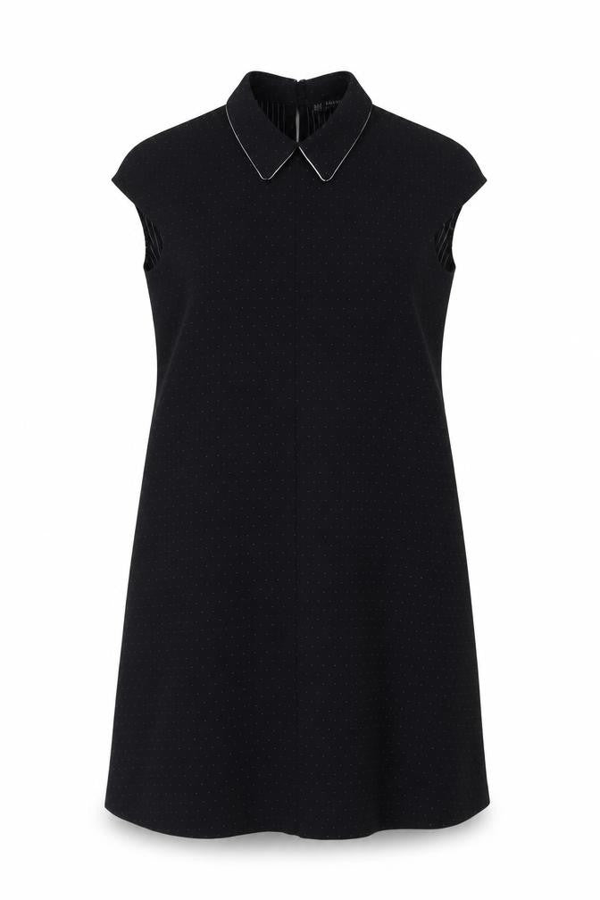 Front view of Zara Women’s Black Collared Sleeveless Shift Dress XS