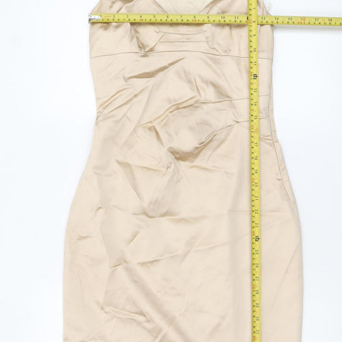 Karen Millen Women Beige Sheath Knee Length Dress Size 12