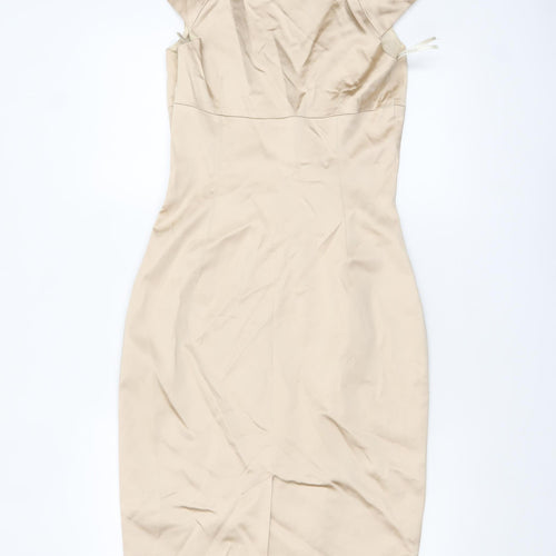 Karen Millen Women Beige Sheath Knee Length Dress Size 12