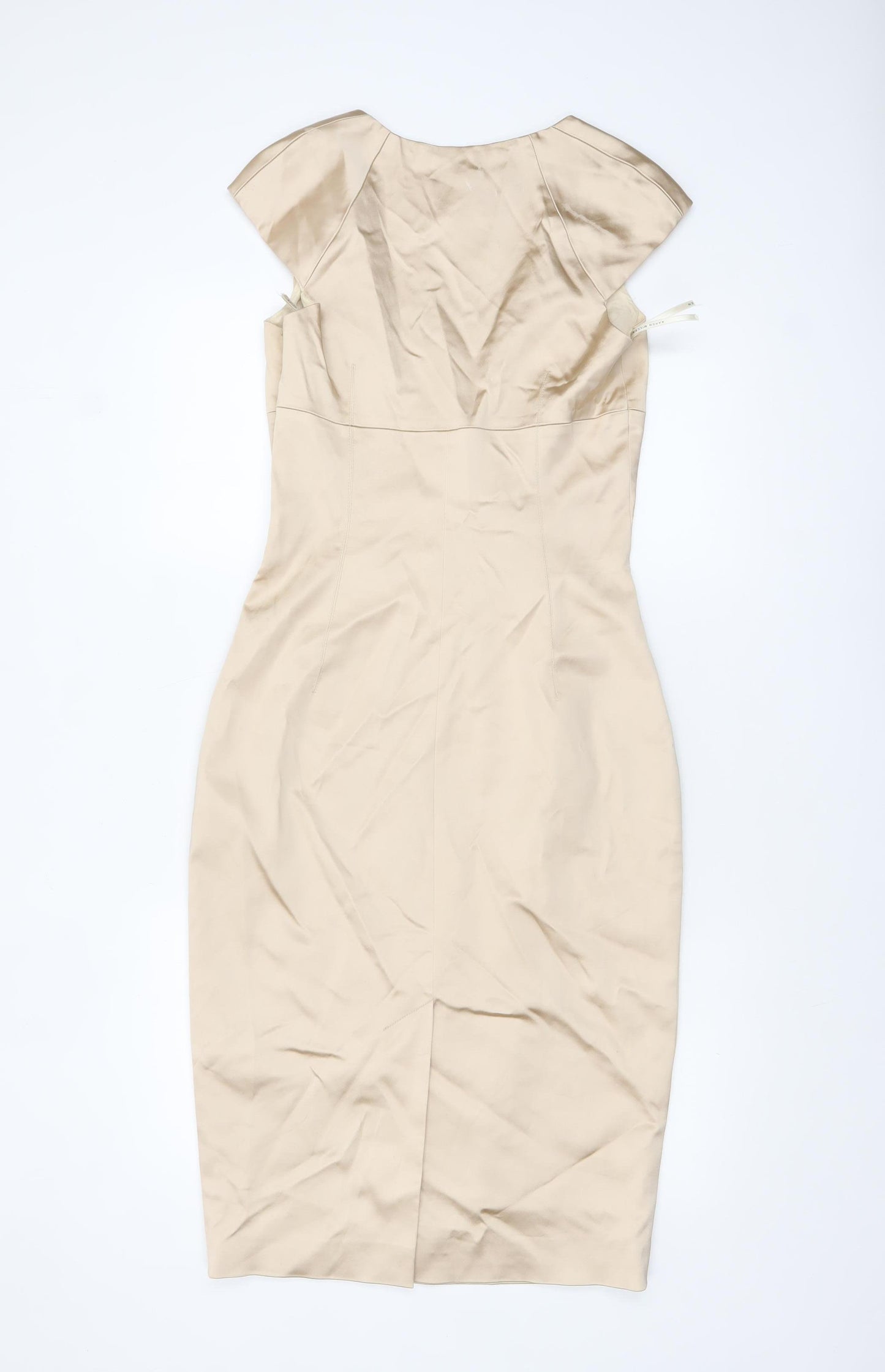 Karen Millen Women Beige Sheath Knee Length Dress Size 12