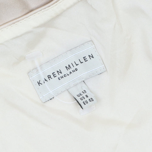 Karen Millen Women Beige Sheath Knee Length Dress Size 12