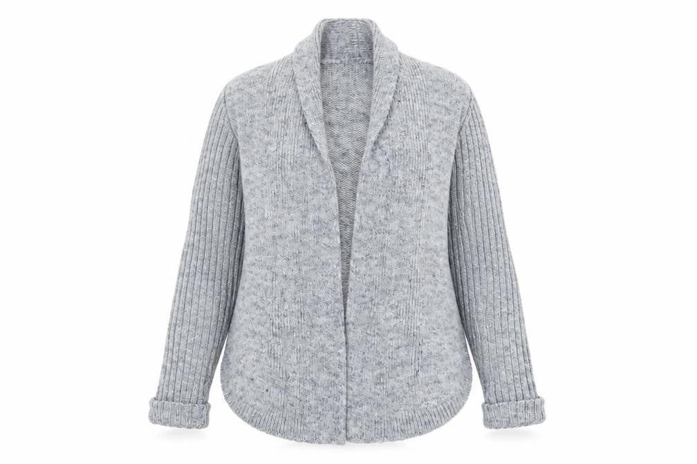 Front view of Marks & Spencer Women's Grey, size 16, Knit Open Cardigan