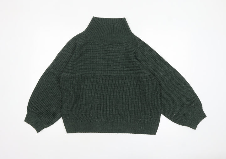 Monki Women's Green Roll Neck Chunky-Knit Jumper Size S