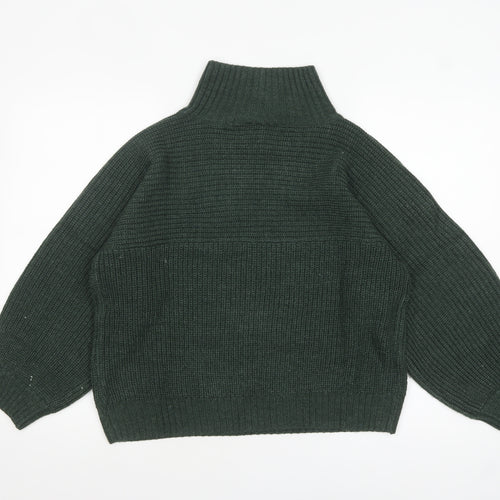 Monki Women's Green Roll Neck Chunky-Knit Jumper Size S