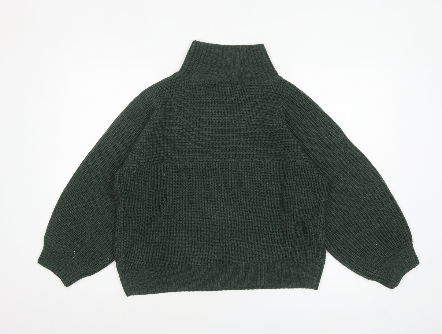 Monki Women's Green Roll Neck Chunky-Knit Jumper Size S