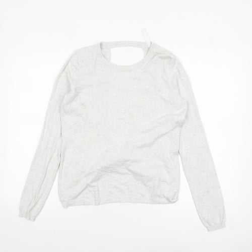 Fabletics Women Grey Knit Twist Back Cardigan Jumper M