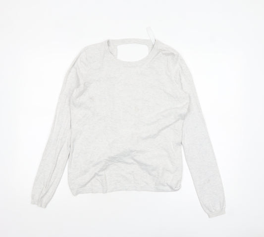 Fabletics Women Grey Knit Twist Back Cardigan Jumper M