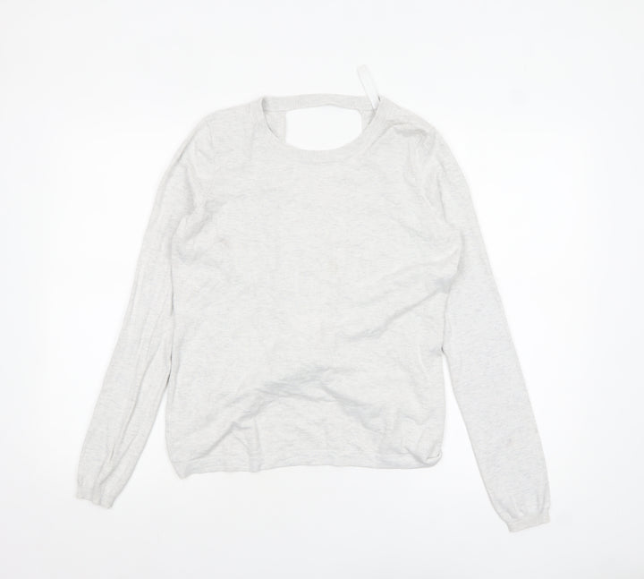 Fabletics Women Grey Knit Twist Back Cardigan Jumper M