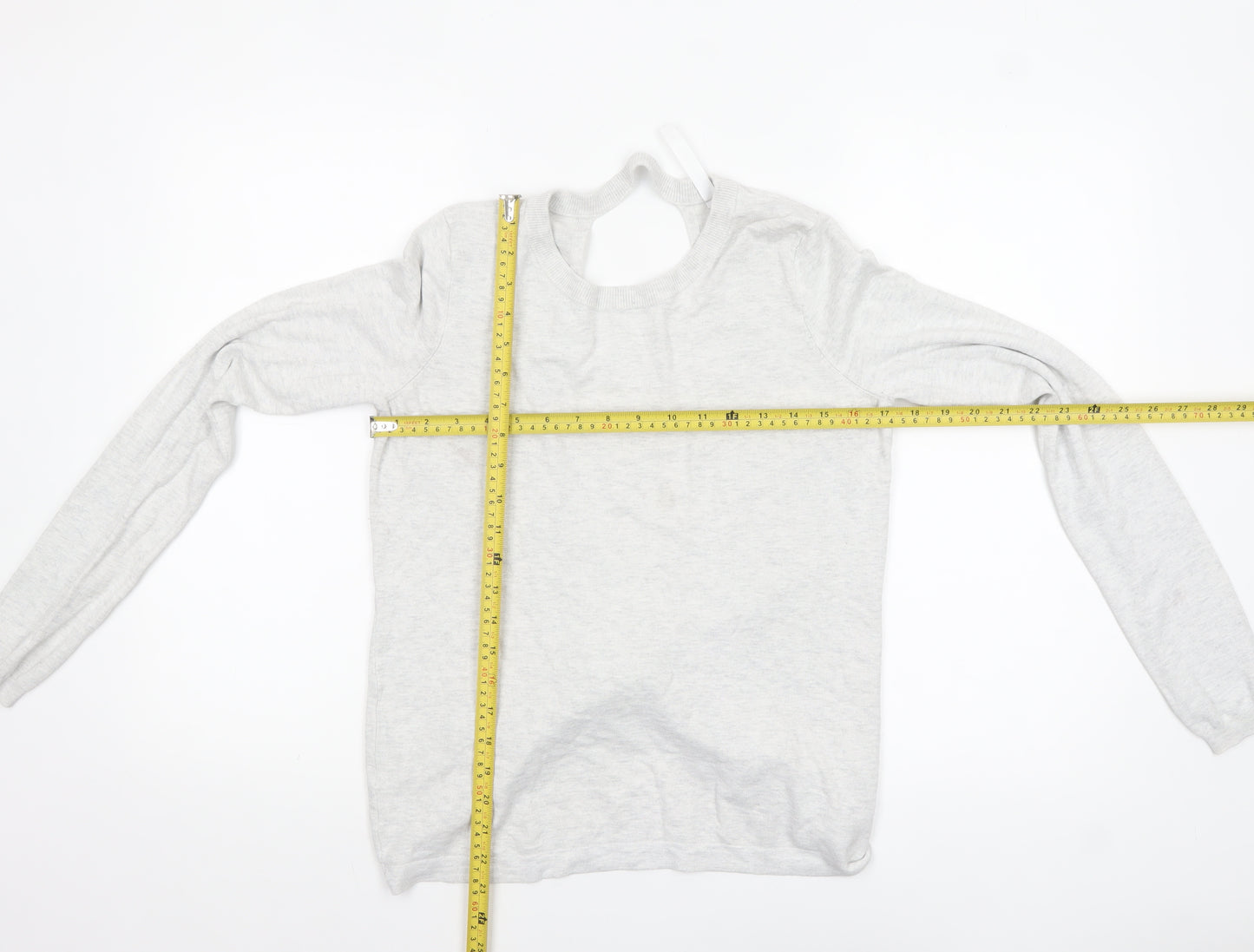 Fabletics Women Grey Knit Twist Back Cardigan Jumper M