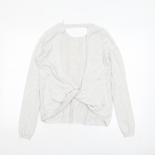 Fabletics Women Grey Knit Twist Back Cardigan Jumper M