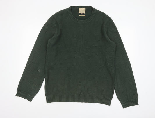 John Lewis & Co. Men's Green Cotton Crew Neck Chunky Knit Jumper M