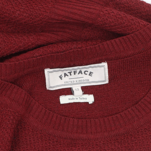 FatFace Women Red Knit Jumper Dress Size 12 3/4 Sleeve