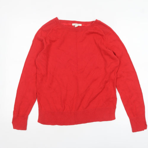 White Stuff Women Red UK 10 Crew Neck Long Sleeve Cotton Wool Jumper