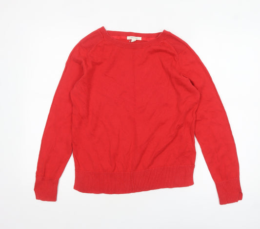White Stuff Women Red UK 10 Crew Neck Long Sleeve Cotton Wool Jumper