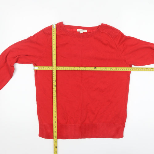 White Stuff Women Red UK 10 Crew Neck Long Sleeve Cotton Wool Jumper