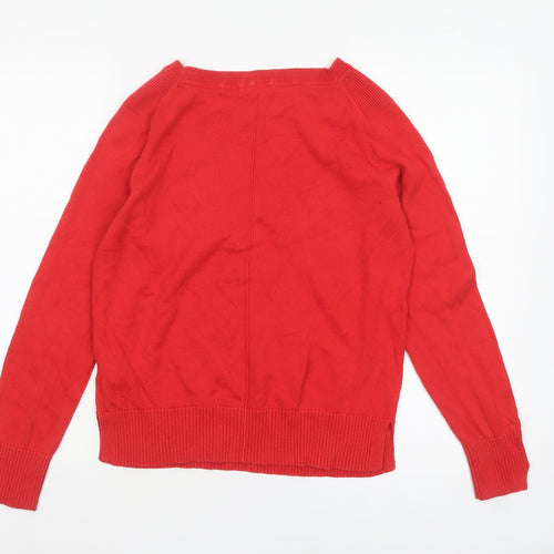 White Stuff Women Red UK 10 Crew Neck Long Sleeve Cotton Wool Jumper