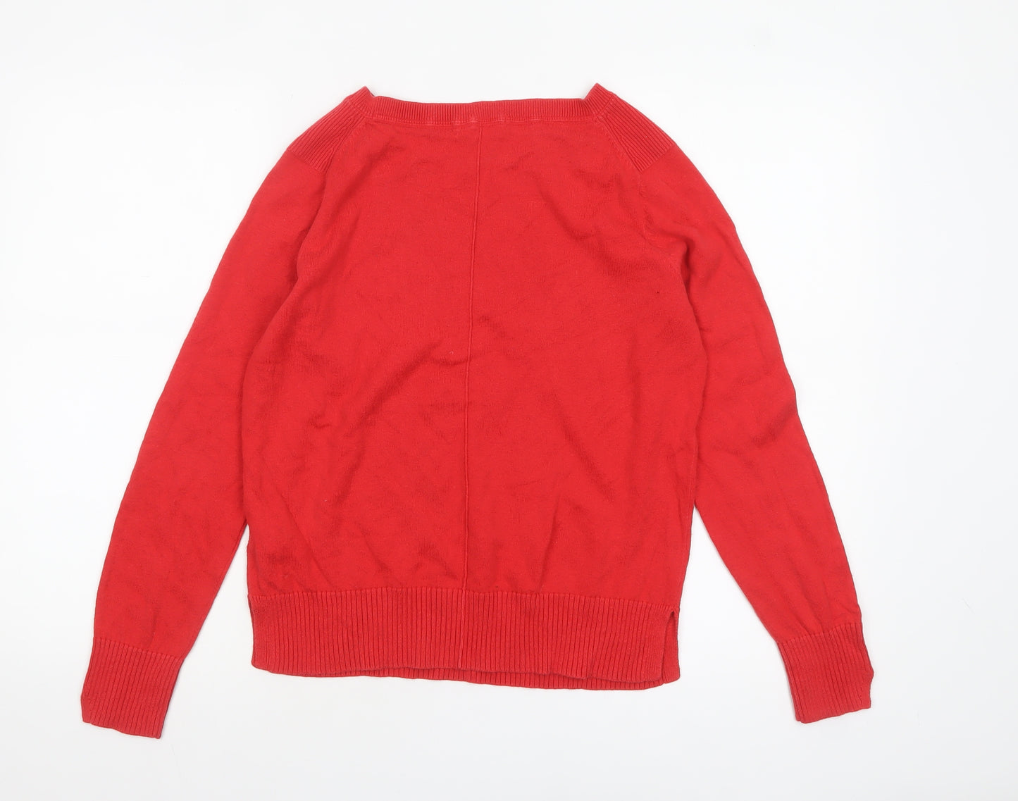 White Stuff Women Red UK 10 Crew Neck Long Sleeve Cotton Wool Jumper