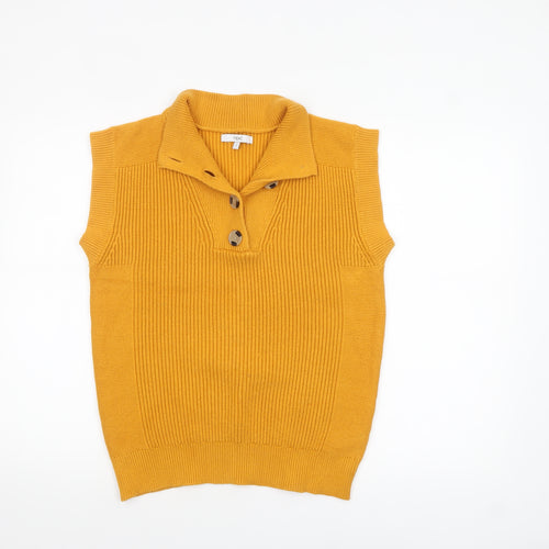 Next Womens Yellow Collared Sleeveless Henley Knit Jumper Size S