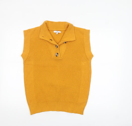 Next Womens Yellow Collared Sleeveless Henley Knit Jumper Size S