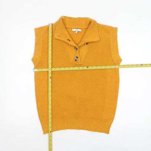 Next Womens Yellow Collared Sleeveless Henley Knit Jumper Size S