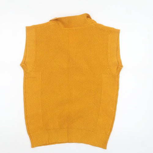 Next Womens Yellow Collared Sleeveless Henley Knit Jumper Size S