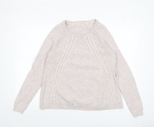 Fat Face Women’s Beige Cable-Knit Crew Neck Jumper Size 10