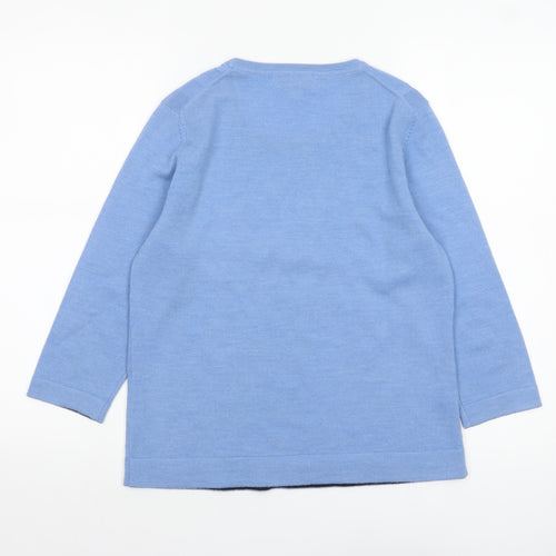 Viyella Women Blue Petite M Merino Wool 3/4 Sleeve Pullover Jumper