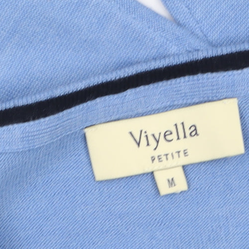 Viyella Women Blue Petite M Merino Wool 3/4 Sleeve Pullover Jumper