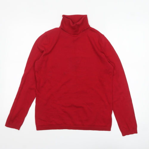 Talbots Women Red Roll Neck Long Sleeve Cotton Knit Jumper M