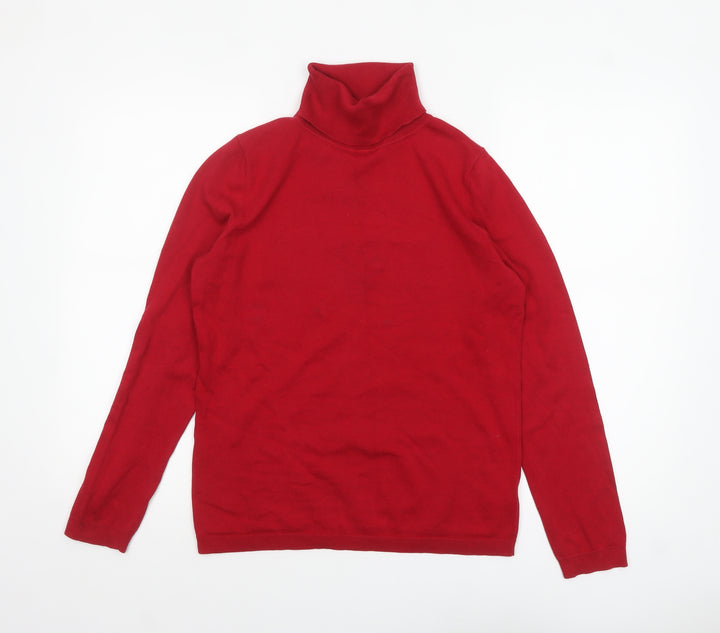 Talbots Women Red Roll Neck Long Sleeve Cotton Knit Jumper M