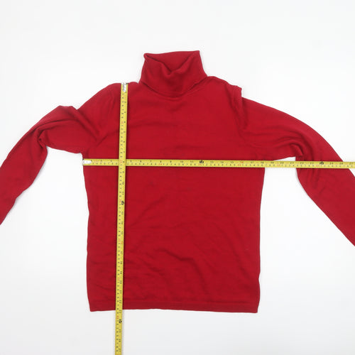 Talbots Women Red Roll Neck Long Sleeve Cotton Knit Jumper M