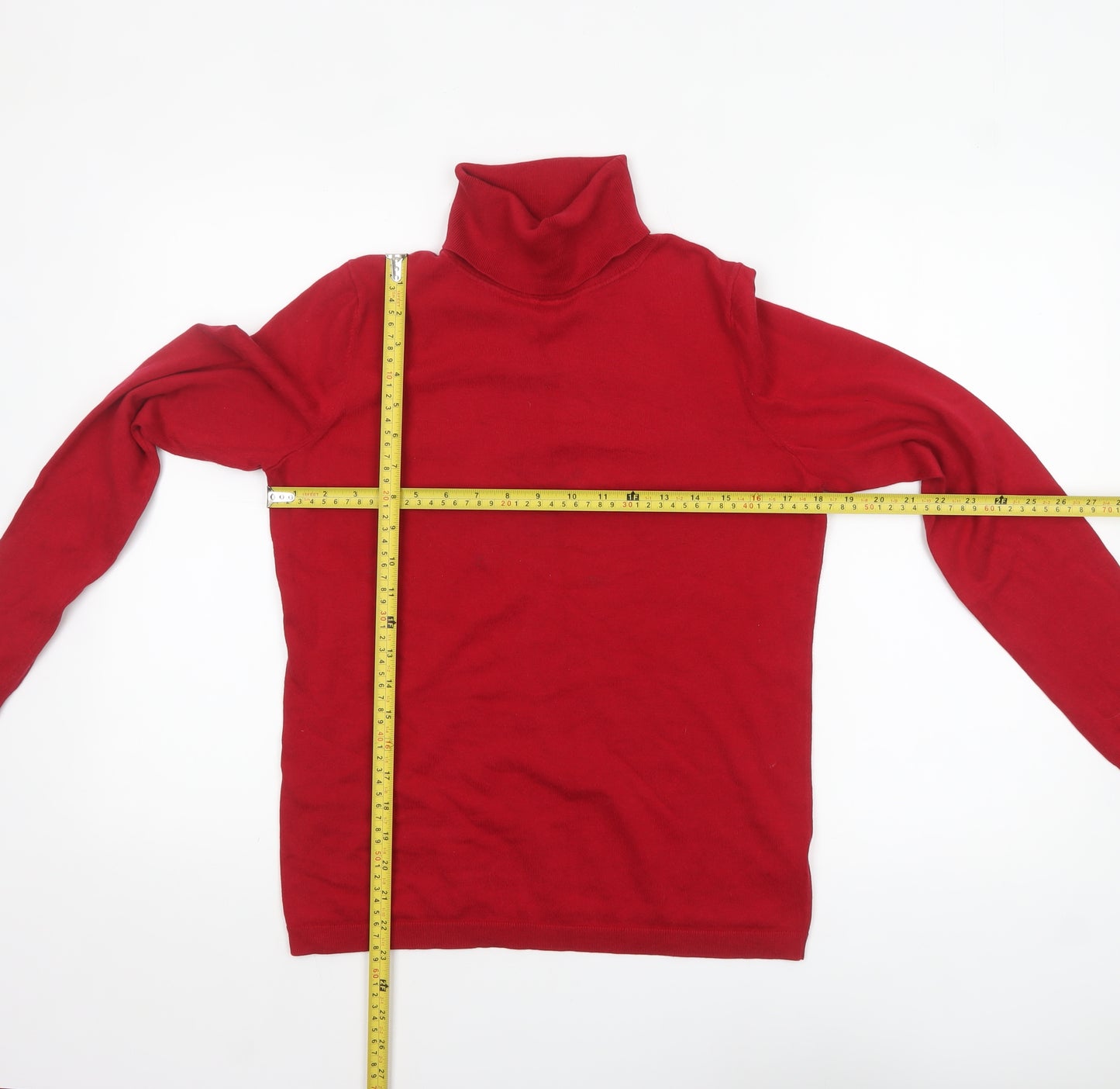 Talbots Women Red Roll Neck Long Sleeve Cotton Knit Jumper M