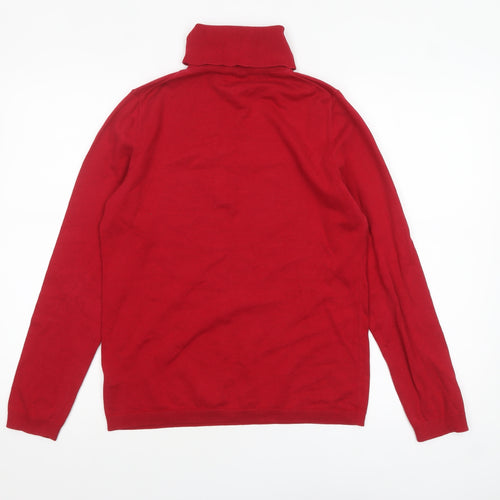 Talbots Women Red Roll Neck Long Sleeve Cotton Knit Jumper M