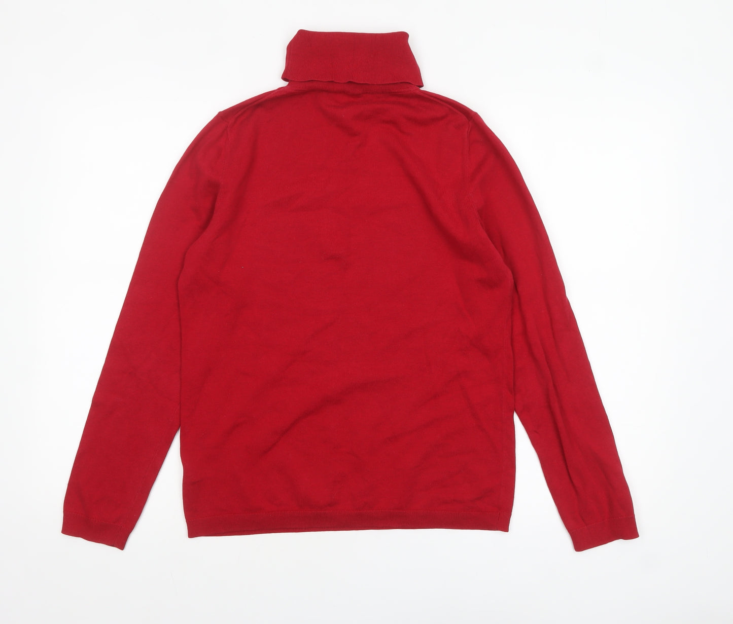 Talbots Women Red Roll Neck Long Sleeve Cotton Knit Jumper M