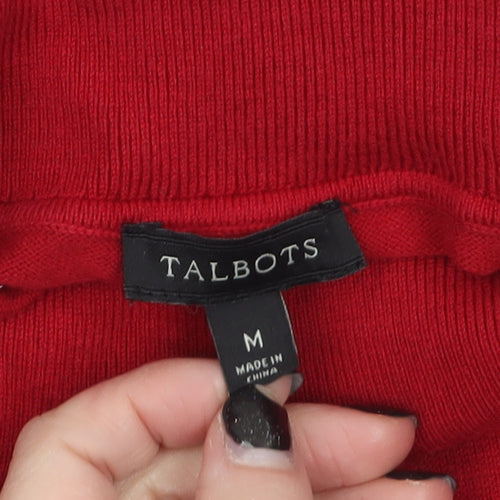 Talbots Women Red Roll Neck Long Sleeve Cotton Knit Jumper M