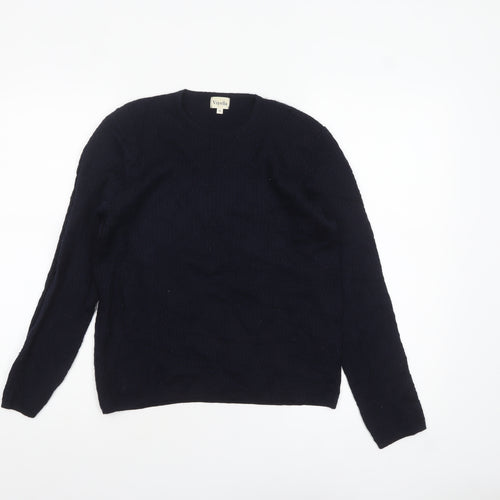 Viyella Womens Black Wool Crew Neck Cable Knit Jumper M