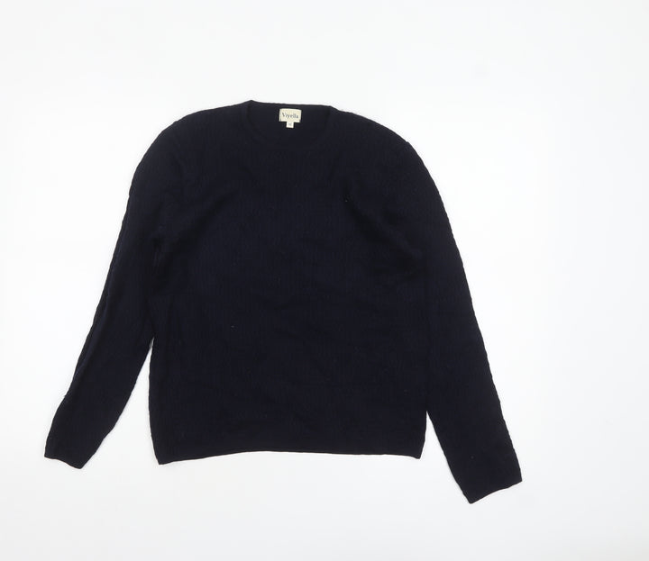 Viyella Womens Black Wool Crew Neck Cable Knit Jumper M