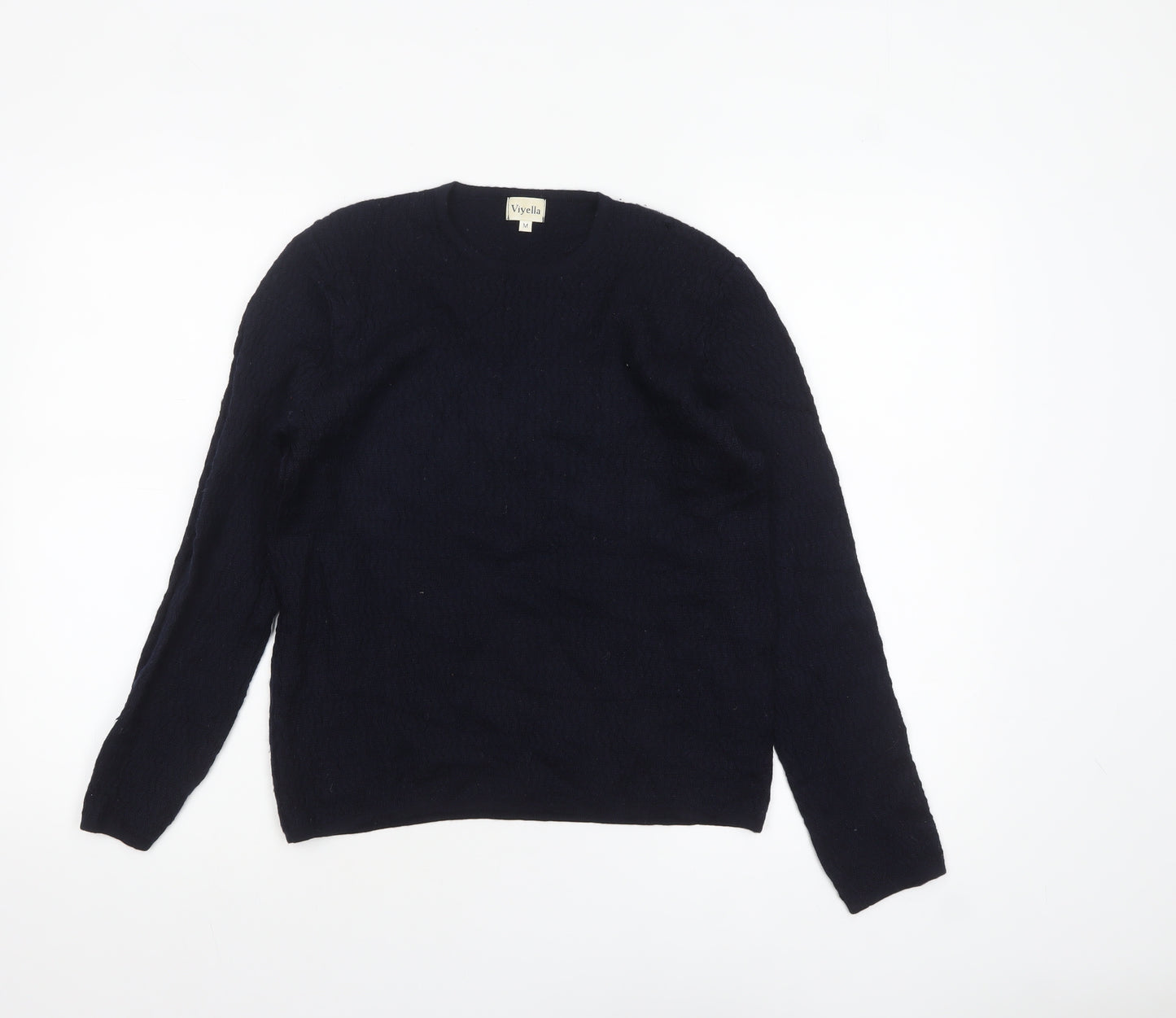 Viyella Womens Black Wool Crew Neck Cable Knit Jumper M