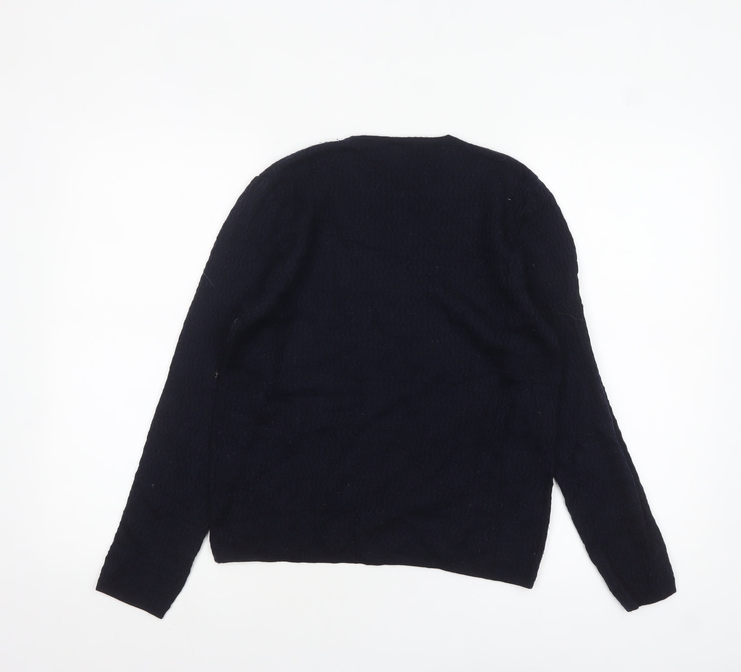 Viyella Womens Black Wool Crew Neck Cable Knit Jumper M