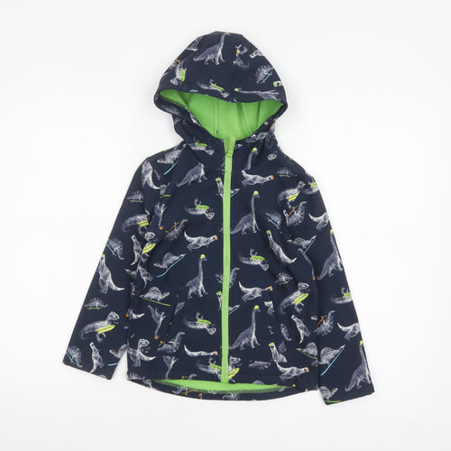 Mountain Warehouse Boys Blue Dinosaur Soft Shell Hooded Jacket 5-6 Years