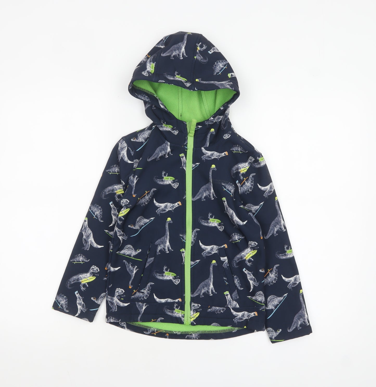 Mountain Warehouse Boys Blue Dinosaur Soft Shell Hooded Jacket 5-6 Years