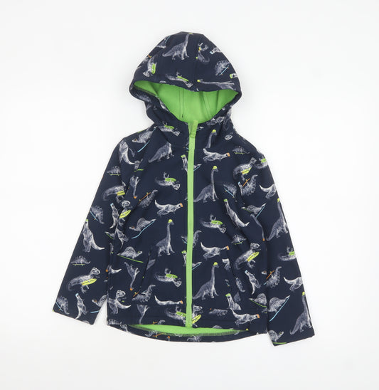 Mountain Warehouse Boys Blue Dinosaur Soft Shell Hooded Jacket 5-6 Years