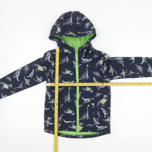 Mountain Warehouse Boys Blue Dinosaur Soft Shell Hooded Jacket 5-6 Years