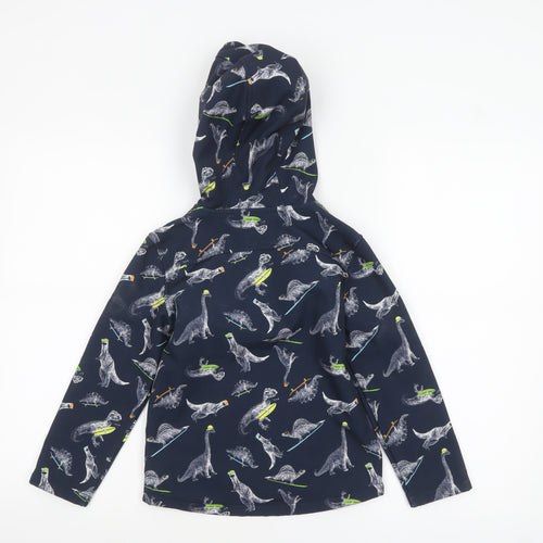Mountain Warehouse Boys Blue Dinosaur Soft Shell Hooded Jacket 5-6 Years