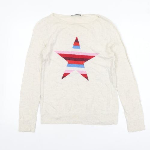 Mint Velvet Women Ivory Star Pullover Jumper Size 8