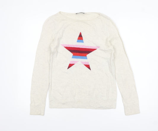 Mint Velvet Women Ivory Star Pullover Jumper Size 8
