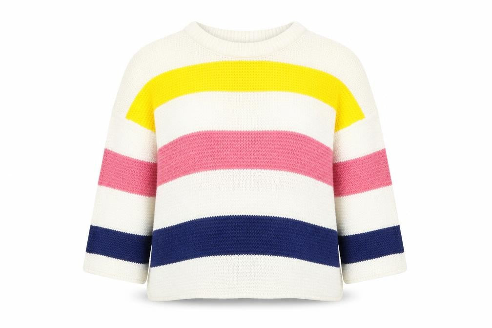 Brave Soul Women’s Multicoloured Striped Chunky-Knit Pullover Jumper XS