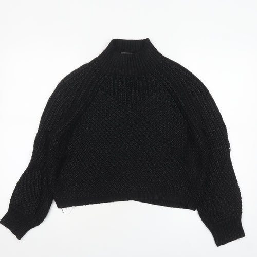 Mint Velvet Women’s Black Chunky Knit High Neck Jumper Size M