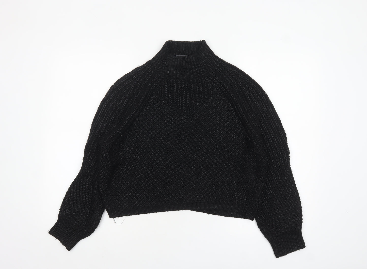 Mint Velvet Women’s Black Chunky Knit High Neck Jumper Size M